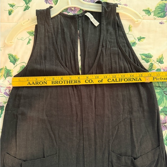 Rachel Pally Rayon/Linen Remy Romper with Front Pockets in Washed Out Black in S - Picture 10 of 11